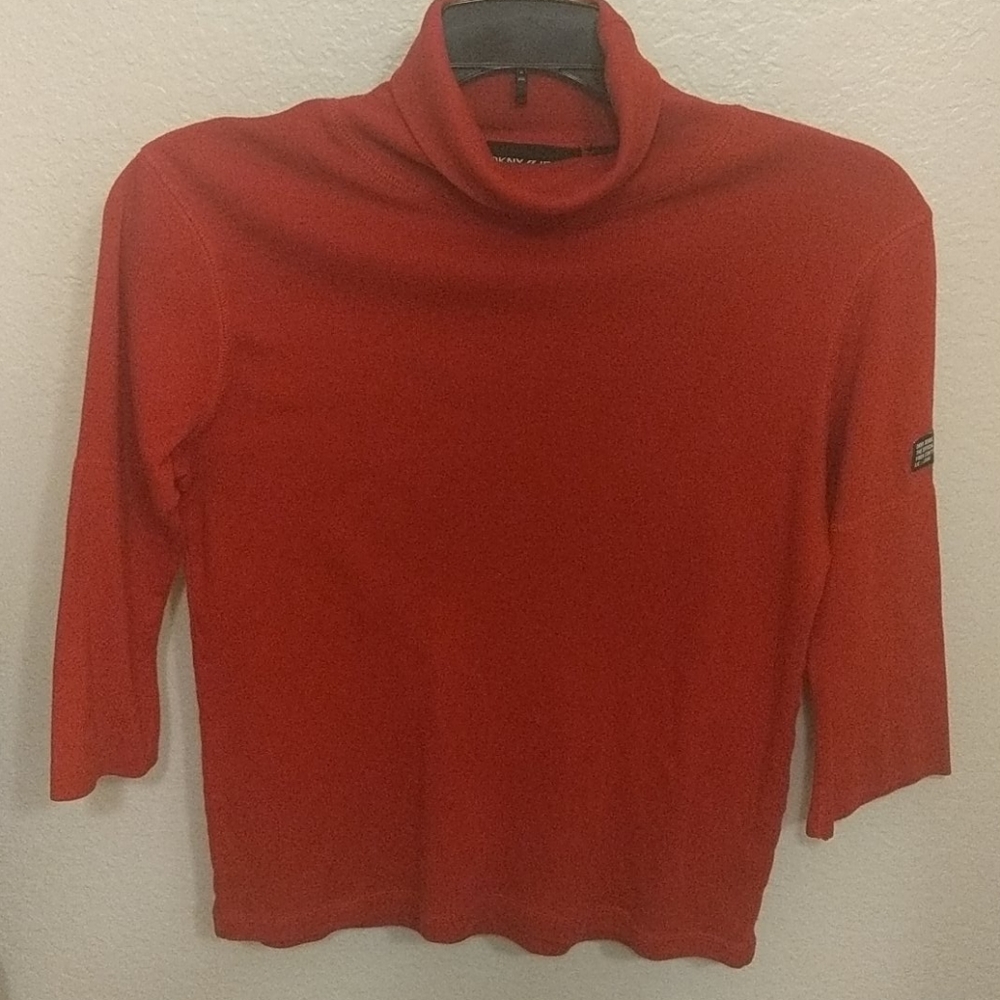 Red Long Sleeve Turtle Neck Tee